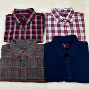Lot of 4 UNTUCKit Men's Casual Button Down Shirts - Red, Blue, Gray